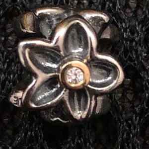 Sterling silver open rose Pandora charm